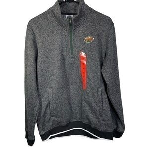 NWT NHL WOMENS Minnesota Wild Hockey Gray/Black 1/4 Zip Pullover Size M